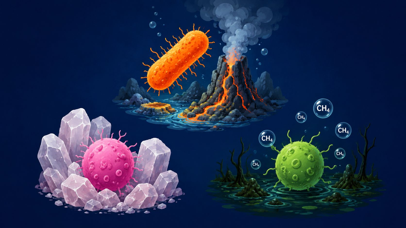3 Examples of Archaebacteria from Extreme Environments