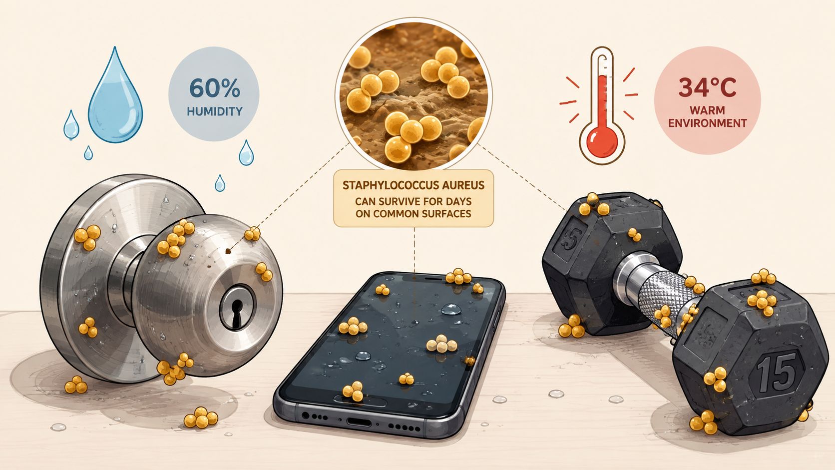 Staphylococcus Aureus Survival on Surfaces Explained